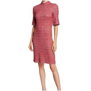 ST JOHN Women's Mock Neck Knit Artisanal Basket Weave Dress Sz 8